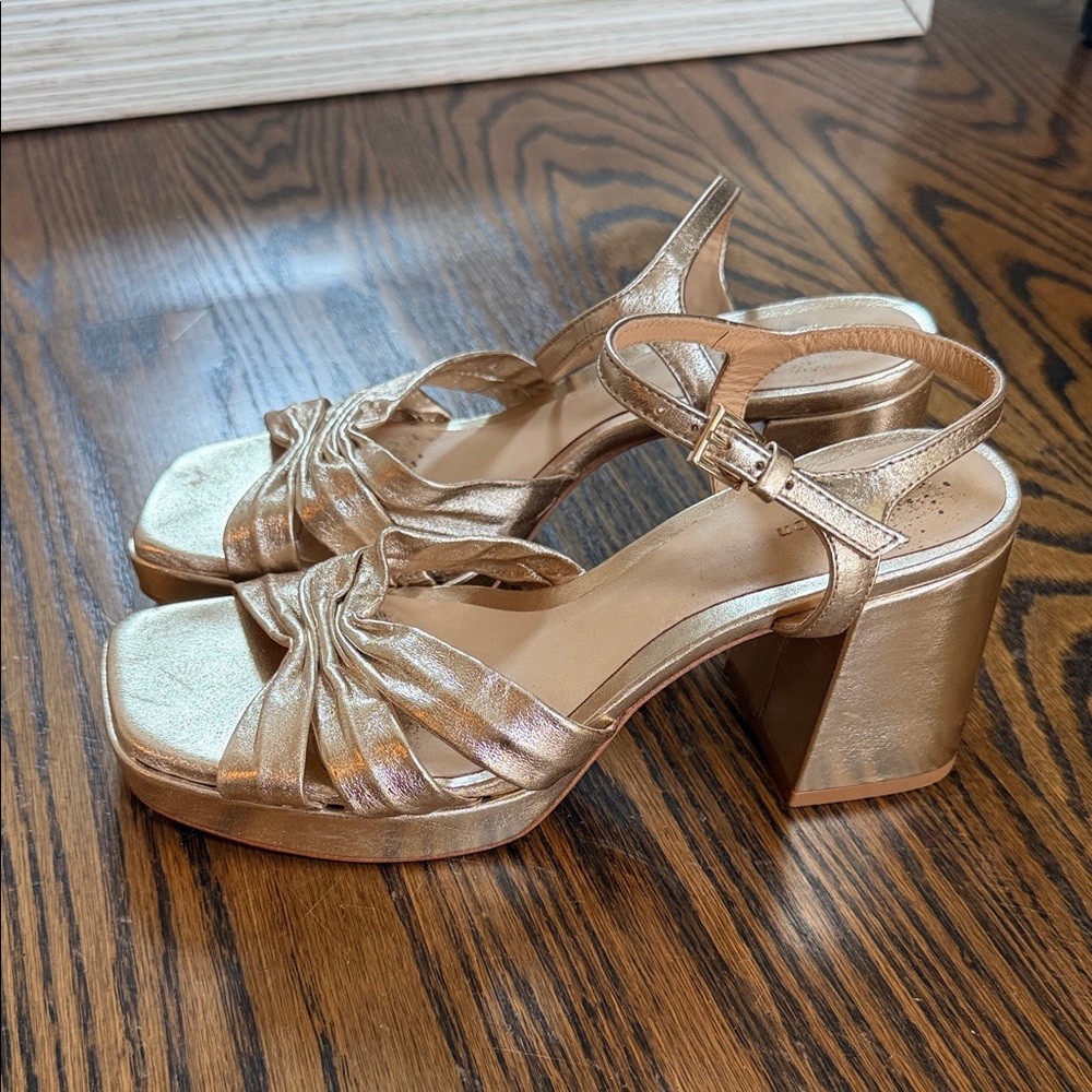 Reformation Gold Strappy Heels sz 6.5 worn once!